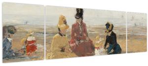 Obraz - Eugène Boudin, On the Beach, Trouville, reprodukce (170x50 cm)