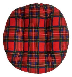 Sedák na taburetku kulatý - průměr 42cm - červená kostka