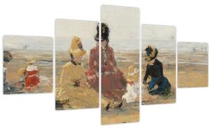 Obraz - Eugène Boudin, On the Beach, Trouville, reprodukce (125x70 cm)