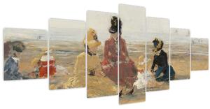 Obraz - Eugène Boudin, On the Beach, Trouville, reprodukce (210x100 cm)