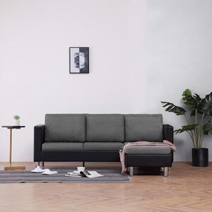 282204 3-Seater Sofa with Cushions Black Faux Leather
