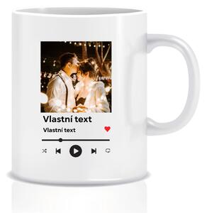 Personalizovaný klasický bílý keramický hrníček 300 ml s motivem přehrávače