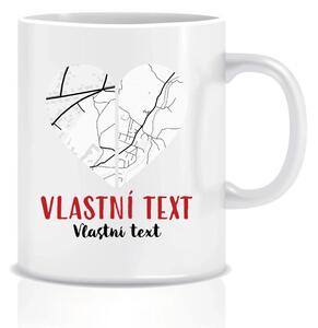 Personalizovaný klasický bílý keramický hrníček 300 ml - Dvě místa, jedno srdce