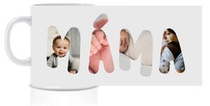 Personalizovaný klasický bílý keramický hrníček 300 ml máma/táta/babi/děda z fotek