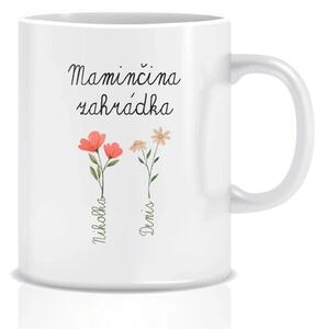Personalizovaný klasický bílý keramický hrníček 300 ml s maminčinou zahrádkou