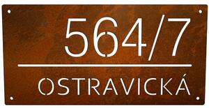 Cortenové domovní číslo tabulka 5c Velikost: 50 x 25 cm (XXL)