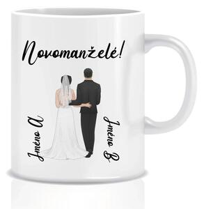 Personalizovaný klasický bílý keramický hrníček 300 ml se svatebním párem