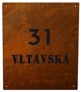 Cortenové domovní číslo tabulka 12c - s černým podkladem Velikost: 35 x 30 cm