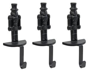 Sada 3 věšáků na vánoční punčochy KAJAANI 22 cm Louskáček Černá