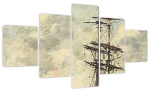 Obraz - Eugène Boudin, Ship on the Touques, reprodukce (125x70 cm)