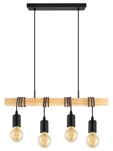 Závěsné svítidlo TOWNSHEND, šířka 70 cm černý kov/světlý dub