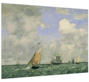 Obraz - Eugène Boudin, Ships and Sailing Boats Leaving Le Havre, reprodukce (70x50 cm)