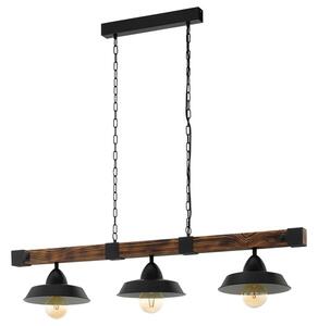 Závěsné svítidlo OLDBURY černý kov/tmavé dřevo, šířka 118 cm