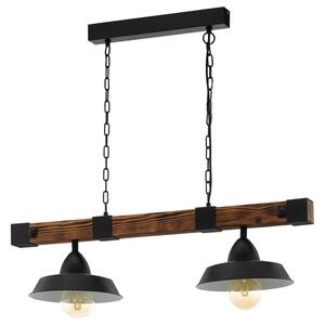 Závěsné svítidlo OLDBURY černý kov/tmavé dřevo, šířka 86 cm