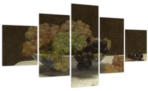 Obraz - Henri Fantin-Latour, Still Life with Grapes and a Carnation, reprodukce (125x70 cm)