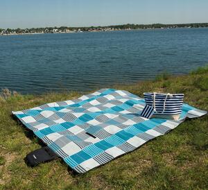 Pikniková deka v kostkovaném vzoru 200 x 200 cm - modrá
