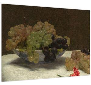 Obraz - Henri Fantin-Latour, Still Life with Grapes and a Carnation, reprodukce (70x50 cm)