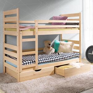 Patrová postel PLUTO + 2x matrace, zásuvky, rošty | 2x 80x190 cm | přírodní | UNI | POSLEDNÍ