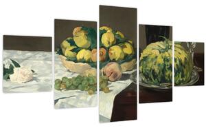 Obraz - Edouard Manet, Still Life with Melon and Peaches, reprodukce (125x70 cm)