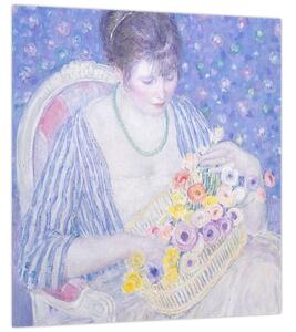Obraz - Frederick Carl Frieseke, The Basket of Flowers, reprodukce (30x30 cm)