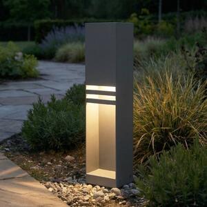 Lucande LED osvětlení cesty Oxido, antracitová barva, výška 50 cm, IP44, Černá, Nerezová ocel, Moderní