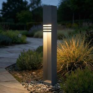 Lucande LED osvětlení cesty Oxido, antracitová barva, výška 80 cm, IP44, Černá, Nerezová ocel, Moderní