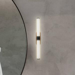 Briloner LED nástěnné světlo Runt, černé/dřevo 3 000 K IP44 délka 40 cm, Černá, Koupelna, Plast, Moderní