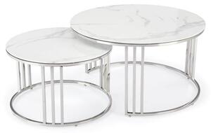 Konferenční stolek MIRCERY 2 bílý mramor/stříbrná