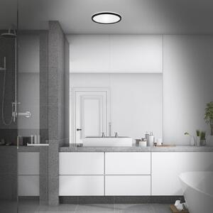 Briloner LED stropní svítidlo do koupelny Slim Drip, černé, Ø 29 cm, IP44, Černá, Koupelna, Plast