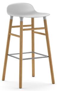 Normann Copenhagen designové barové židle Form Barstool Wood (65 cm) - skořepina bílá, podnož přírodní dub