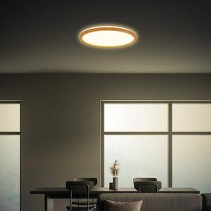Briloner LED stropní svítidlo Tava Wood, Ø 29 cm, plast, 3 000 K, Světlé dřevo, Obývací pokoj / jídelna, Plast