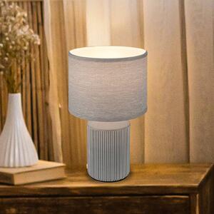 Briloner Stolní lampa Ino, šedá, keramika, textil, E27, Hliník / šedá / zinek, Obývací pokoj / jídelna, Keramika
