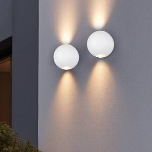 Venkovní nástěnné svítidlo LED Avisio, matně bílé, 2 světla, půlkruhové