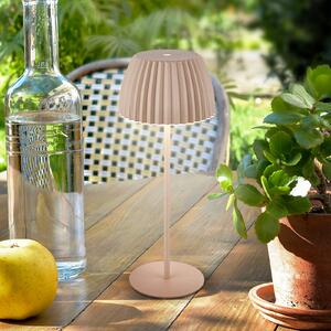 Briloner LED stolní lampa na baterie Brilo unplugged Riffle, 36 cm, béžová, stmívatelný, Krémová / jantar, Obývací pokoj / jídelna, kov