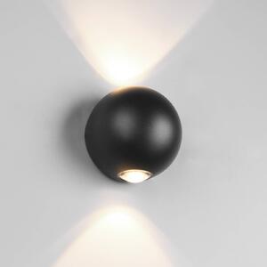 Venkovní nástěnné svítidlo LED Avisio, černé, 2 světla, půlkruhové