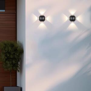 Venkovní nástěnné svítidlo LED Avisio, černé, 4 světla, půlkruhové