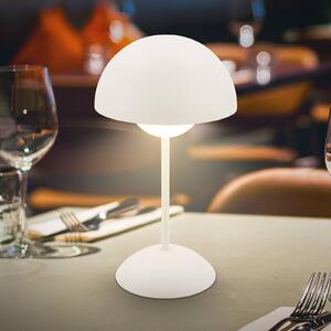 Briloner LED stolní lampa na baterie Kugle, bílá, kov, IP44, stmívatelné, stmívatelný, Bílá / opál, Obývací pokoj / jídelna, kov, Moderní