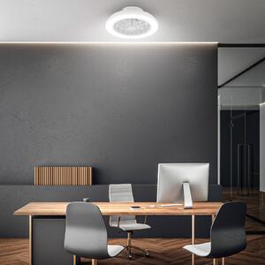 Briloner LED stropní ventilátor Pafo, bílý, plast, dálkové ovládání, stmívatelný, Bílá / opál, Ložnice, Plast