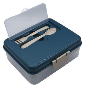 Dětský dvoupatrový box na svačinu, 1,46L, Melii, luxe modro/béžový