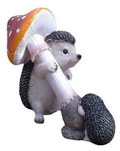 Ježek s mládětem a houbou, 21 cm, polyston PRODEX LG085C