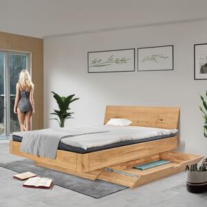 Dubová postel s úložným prostorem 180 x 200 cm