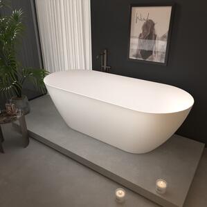 Erga Kaia, volně stojící vana 160x75 cm + odtoková zátka, bílá lesklá, ERG-Kaia-160075-WH-WH