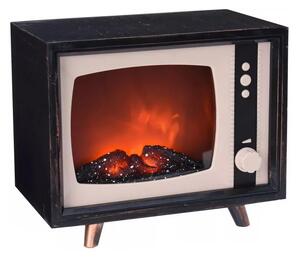 Moderní krb s LED imitací plamene v podobě televize - 21 x 18 cm - HOMESTYLING