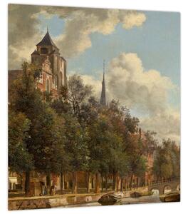 Obraz - Jan van der Heyden, View Down a Dutch Canal, reprodukce (30x30 cm)