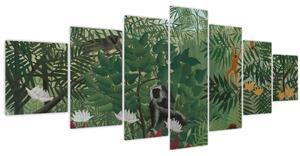 Obraz - Henri Rousseau, Tropical Forest with Monkeys, reprodukce (210x100 cm)