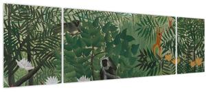Obraz - Henri Rousseau, Tropical Forest with Monkeys, reprodukce (170x50 cm)