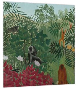 Obraz - Henri Rousseau, Tropical Forest with Monkeys, reprodukce (30x30 cm)
