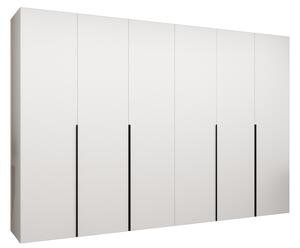 Šatní skříň ALICANTE 1, 300×202×52cm | Bílá / Černé úchyty
