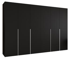 Šatní skříň ALICANTE 1, 300×202×52cm | Černá / Kašmírové úchyty