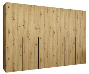 Šatní skříň ALICANTE 1, 300×202×52cm | Dub Artisan / Černé úchyty